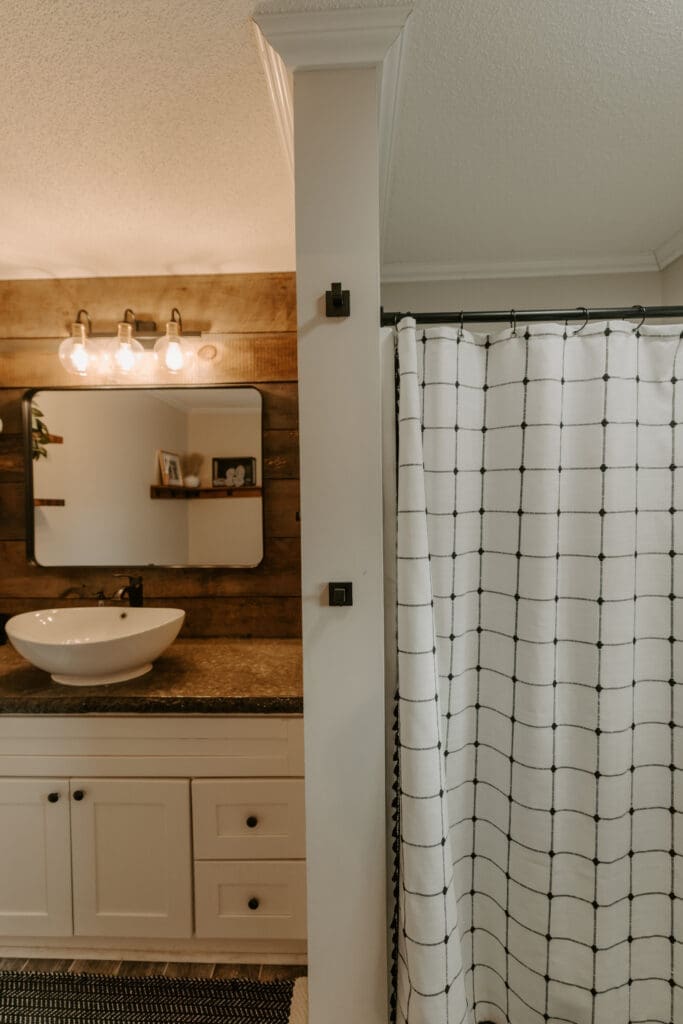 Modern bathroom at Camp Digs featuring stylish finishes and spacious amenities