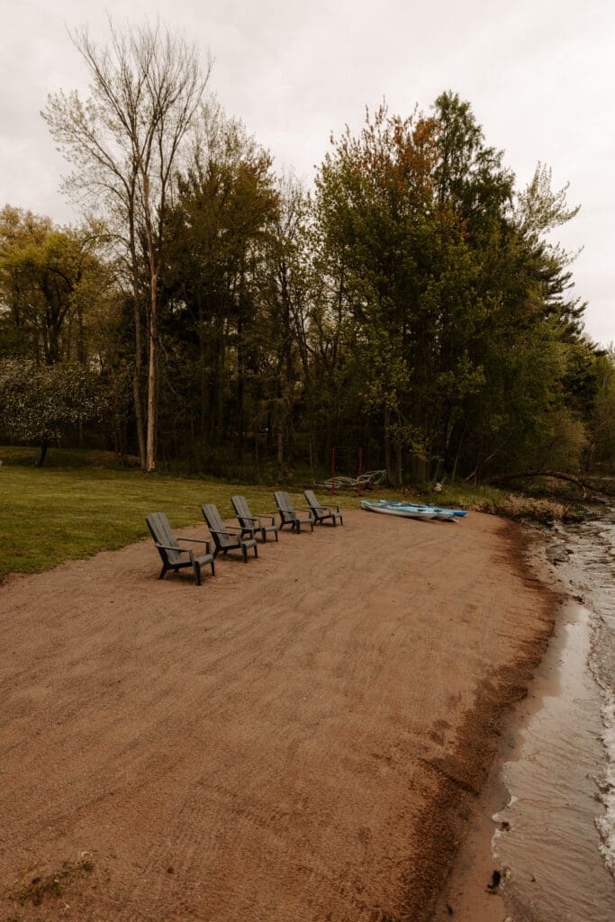 Scenic lakeside view at Camp Digs in Northwestern Wisconsin