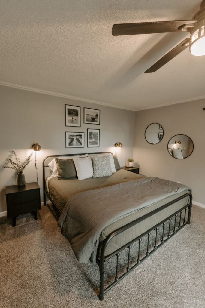 Bright and welcoming bedroom inside Camp Digs vacation rental